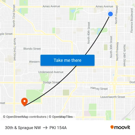 30th & Sprague NW to PKI 154A map