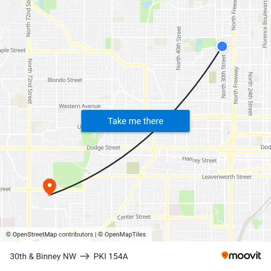 30th & Binney NW to PKI 154A map