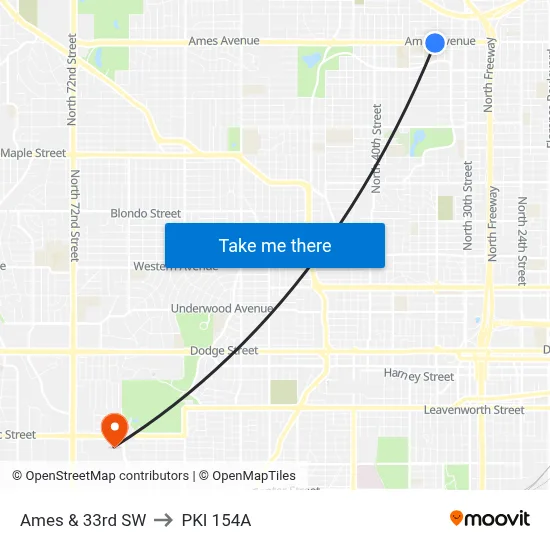 Ames & 33rd SW to PKI 154A map