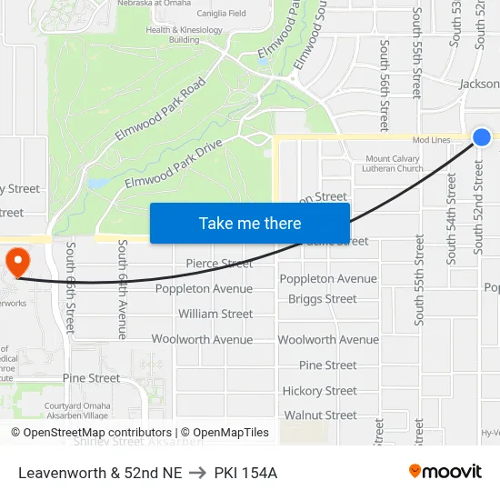 Leavenworth & 52nd NE to PKI 154A map
