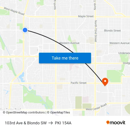 103rd Ave & Blondo SW to PKI 154A map