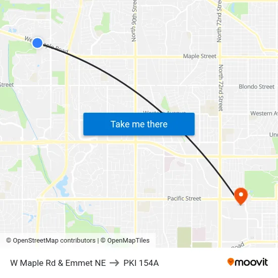 W Maple Rd & Emmet NE to PKI 154A map