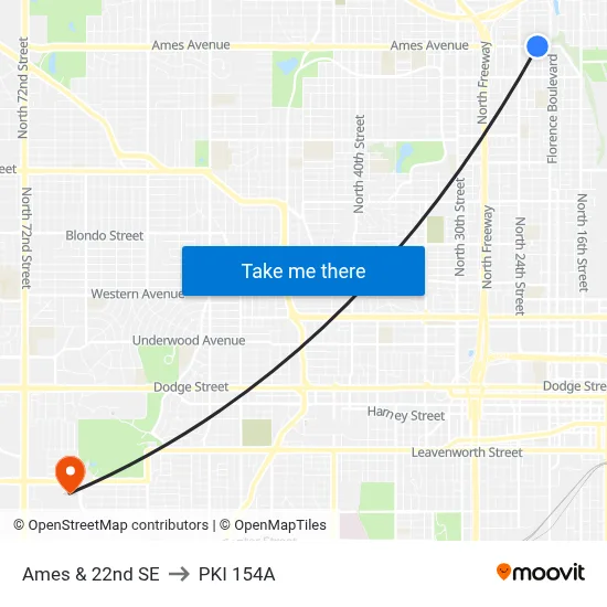 Ames & 22nd SE to PKI 154A map