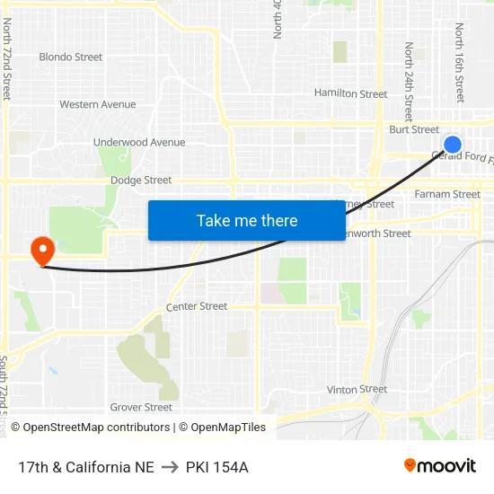 17th & California NE to PKI 154A map