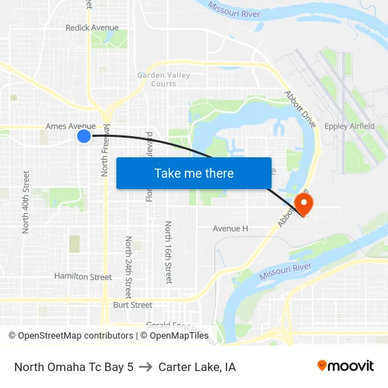 North Omaha Tc Bay 5 to Carter Lake, IA map