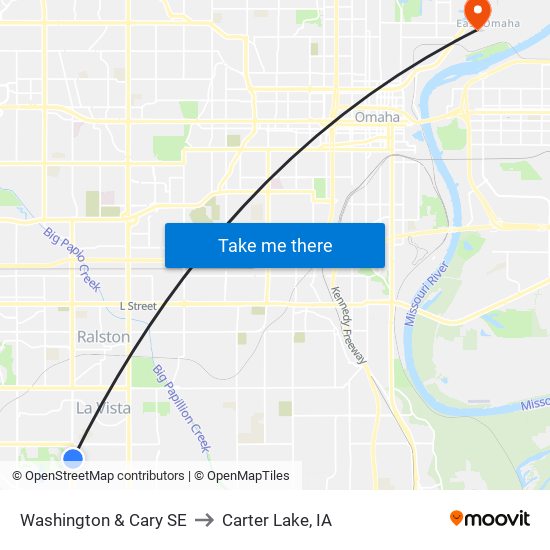 Washington & Cary SE to Carter Lake, IA map