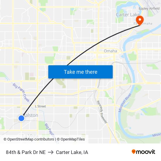 84th & Park Dr NE to Carter Lake, IA map