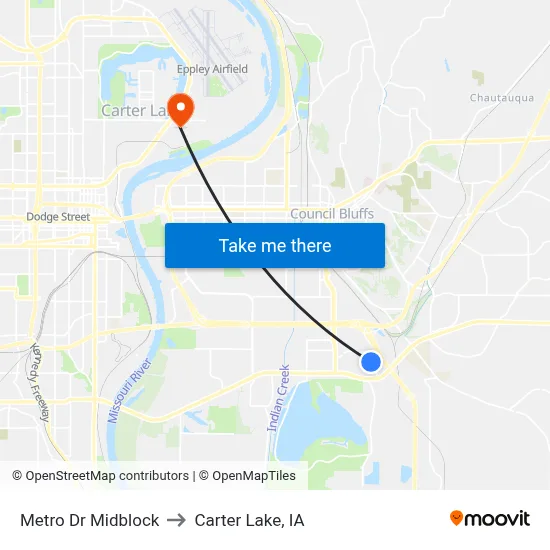Metro Dr Midblock to Carter Lake, IA map