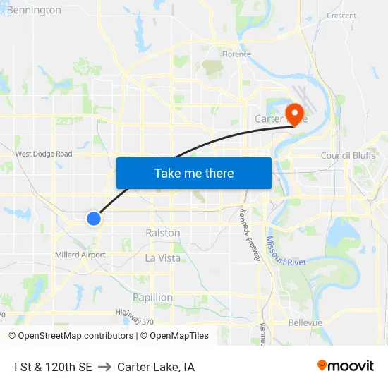 I St & 120th SE to Carter Lake, IA map