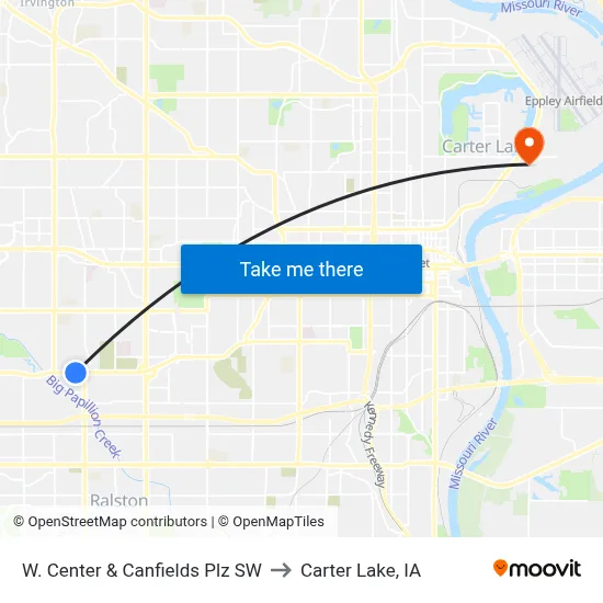 W. Center & Canfields Plz SW to Carter Lake, IA map