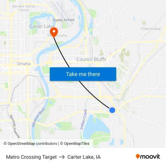 Metro Crossing Target to Carter Lake, IA map