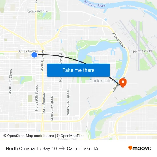 North Omaha Tc Bay 10 to Carter Lake, IA map
