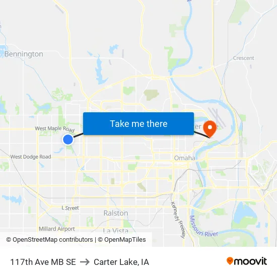117th Ave MB SE to Carter Lake, IA map