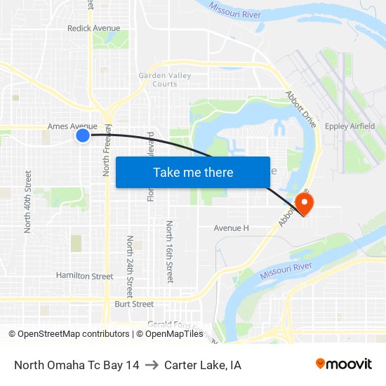 North Omaha Tc Bay 14 to Carter Lake, IA map