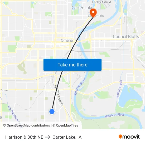 Harrison & 30th NE to Carter Lake, IA map