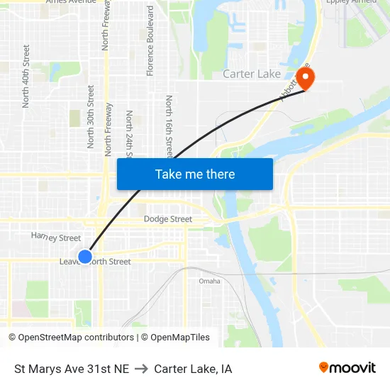 St Marys Ave 31st NE to Carter Lake, IA map