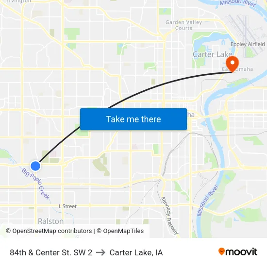 84th & Center St. SW 2 to Carter Lake, IA map