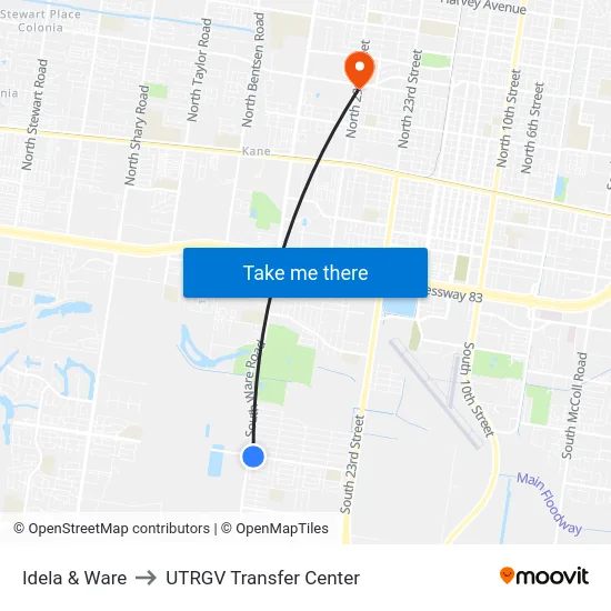 Idela & Ware to UTRGV Transfer Center map