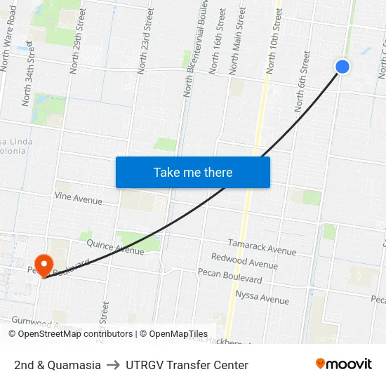 2nd & Quamasia to UTRGV Transfer Center map