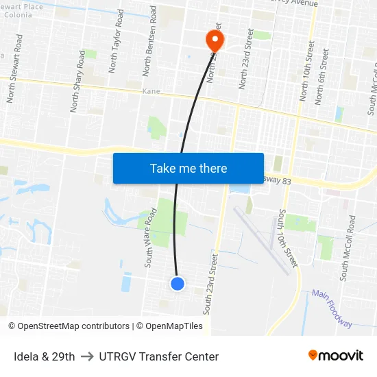 Idela & 29th to UTRGV Transfer Center map