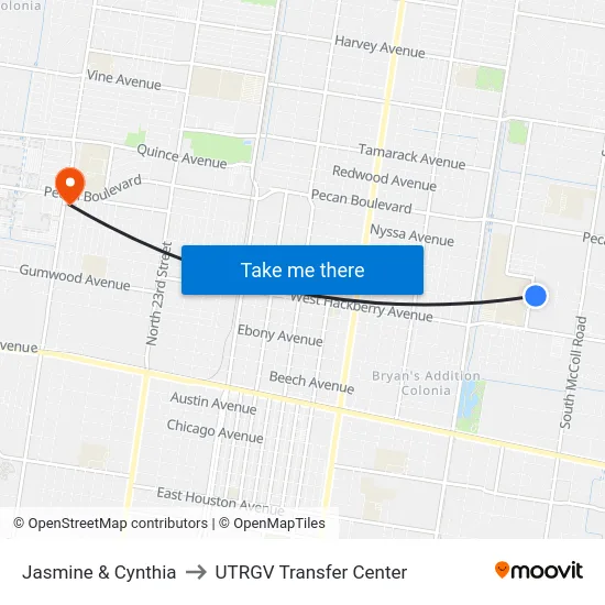 Jasmine & Cynthia to UTRGV Transfer Center map