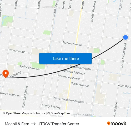 Mccoll & Fern to UTRGV Transfer Center map