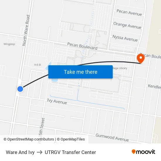 Ware & Ivy to UTRGV Transfer Center map