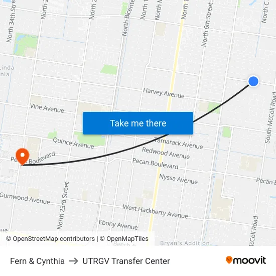 Fern & Cynthia to UTRGV Transfer Center map