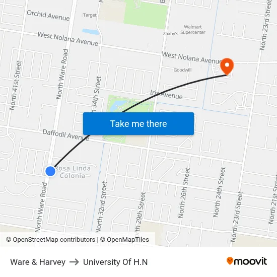 Ware & Harvey to University Of H.N map