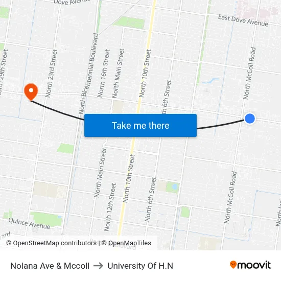 Nolana Ave & Mccoll to University Of H.N map