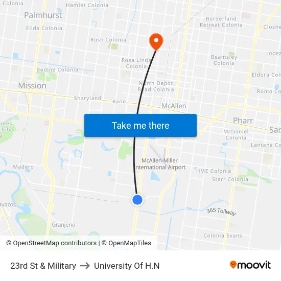 23rd St & Military to University Of H.N map
