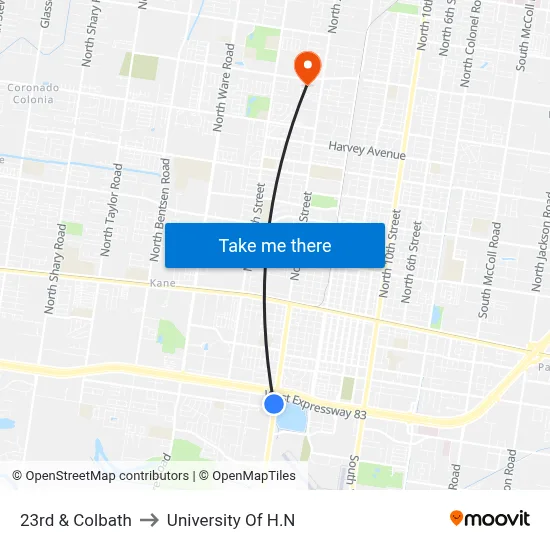 23rd & Colbath to University Of H.N map