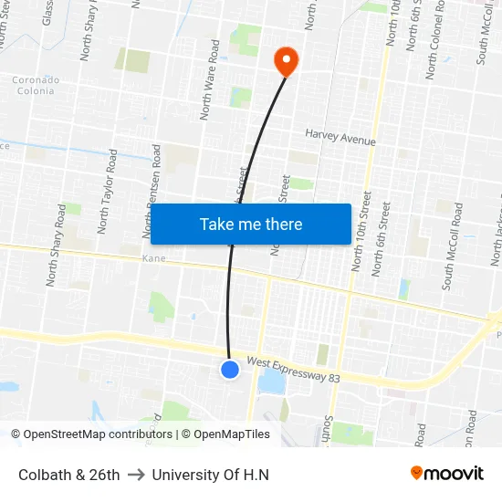 Colbath & 26th to University Of H.N map