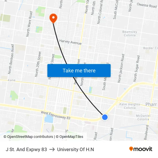 Bicentennial & Fern to University Of H.N map