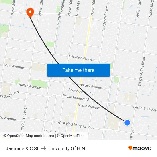 Jasmine & C St to University Of H.N map