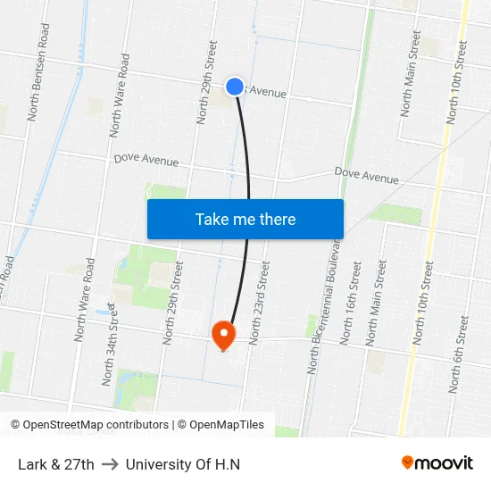 Lark & 27th to University Of H.N map