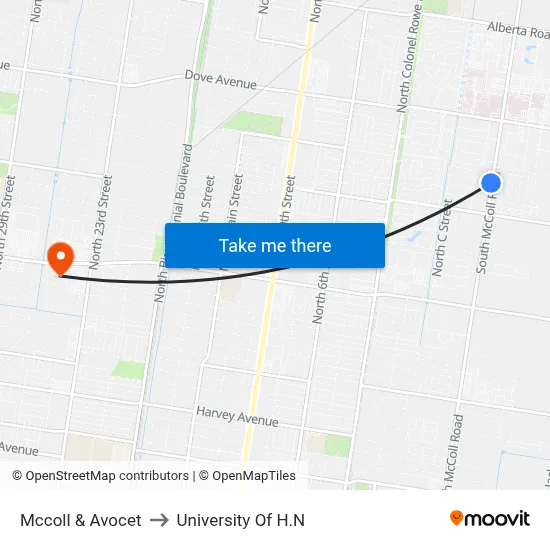 Mccoll & Avocet to University Of H.N map