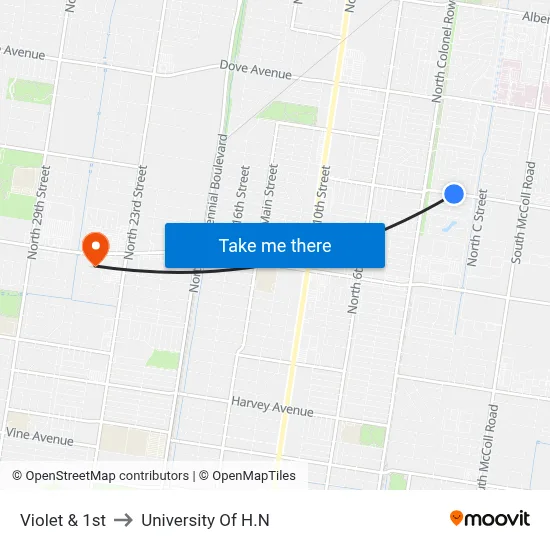 Violet & 1st to University Of H.N map