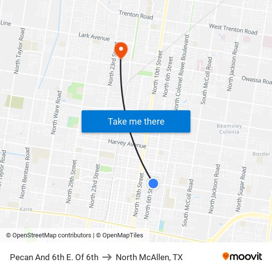 Pecan And 6th E. Of 6th to North McAllen, TX map