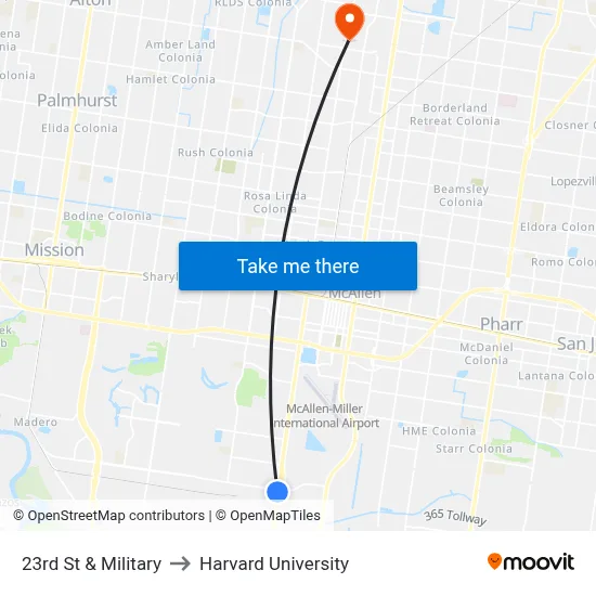 23rd St & Military to Harvard University map