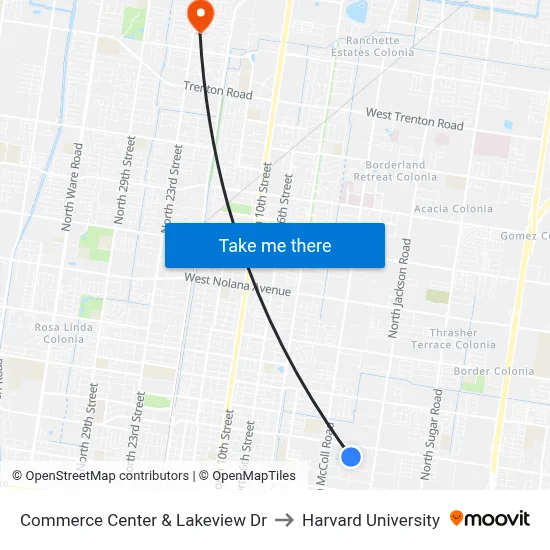 Commerce Center & Lakeview Dr to Harvard University map