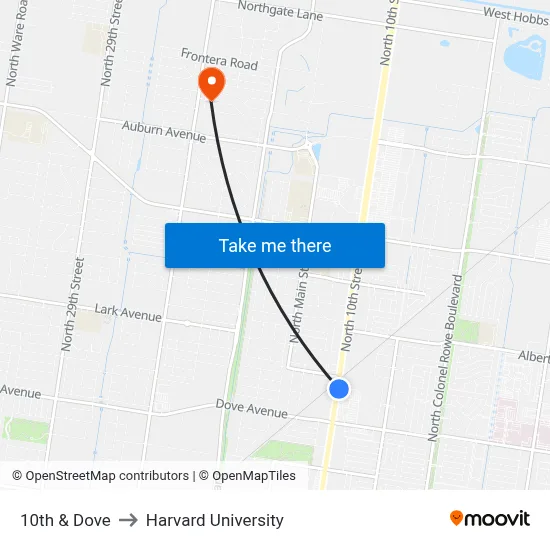 10th & Dove to Harvard University map