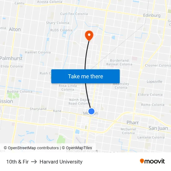 10th & Fir to Harvard University map