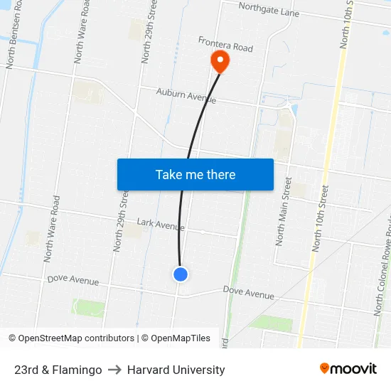 23rd & Flamingo to Harvard University map