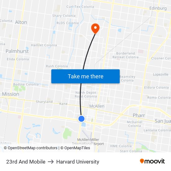 23rd And Mobile to Harvard University map