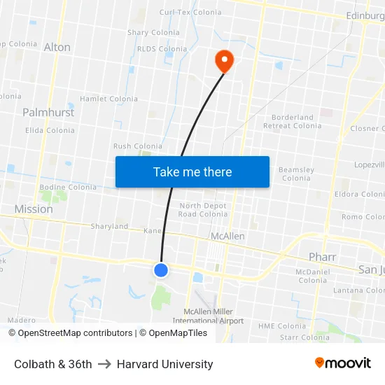 Colbath & 36th to Harvard University map