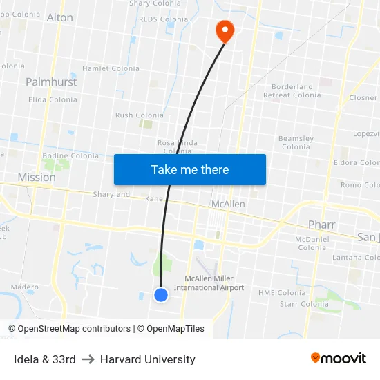 Idela & 33rd to Harvard University map