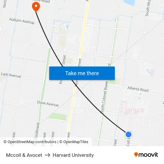 Mccoll & Avocet to Harvard University map