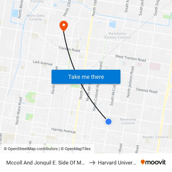 Mccoll And Jonquil E. Side Of Mccoll to Harvard University map