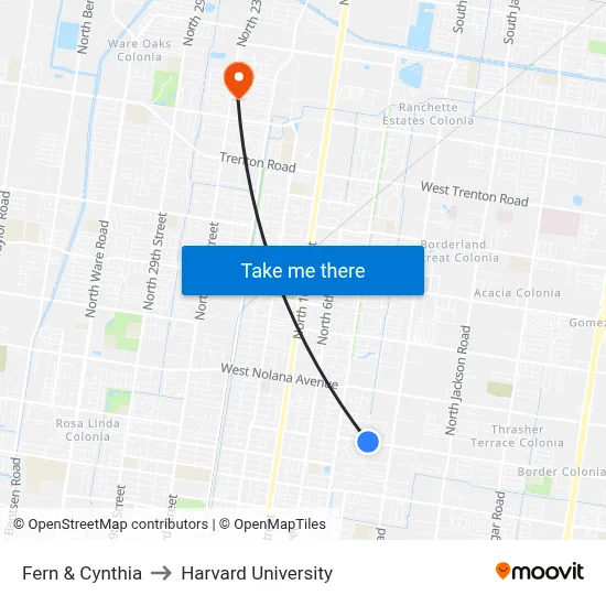 Fern & Cynthia to Harvard University map